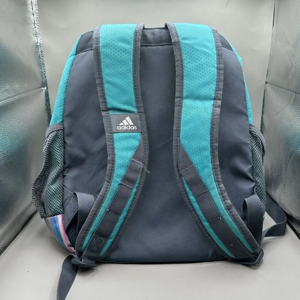 Adidas Stratton Backpack Laptop Bag Bottle Pocket Aqua Teal / Multicolor School